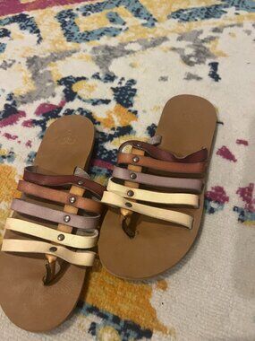 Roxy Multicolor Strappy Slide Sandals – Boho Thong Flats